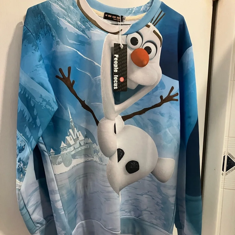 People focus brand disneys frozen all over print olaf character sweater shirt XL - Picture 1 of 14